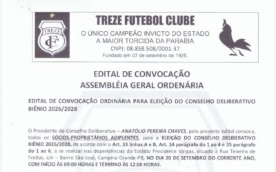 Treze adia eleição do Conselho Deliberativo para o dia 20 de setembro
